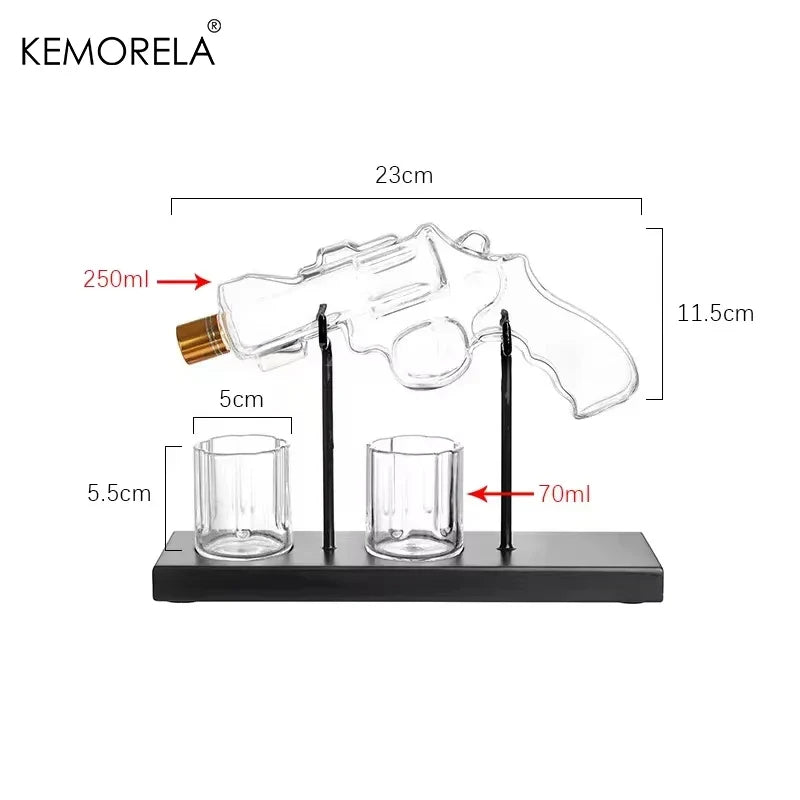 KEMORELA Revolver Glass Decanter & Whiskey Glass Set | Bar Gift