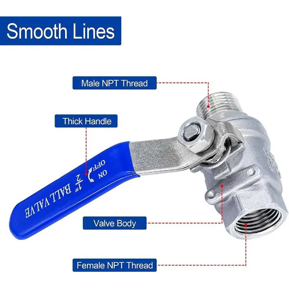 Pressure Resistant 304 Stainless Steel Ball Valve 1 2 Female X Male