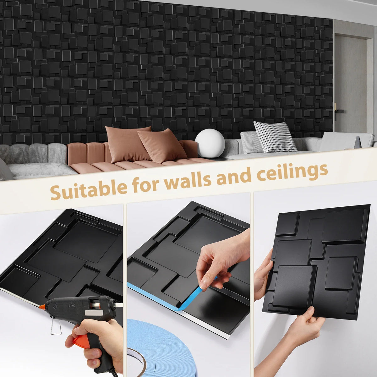 20 3D Pvc Wall Panels Indoor Decoration Living Room Hall Bedroom
