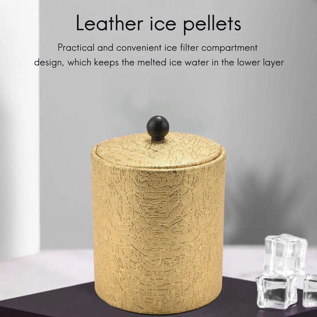 A36T- Stainless Steel Ice Bucket Leather European Wine Red Bar KTV