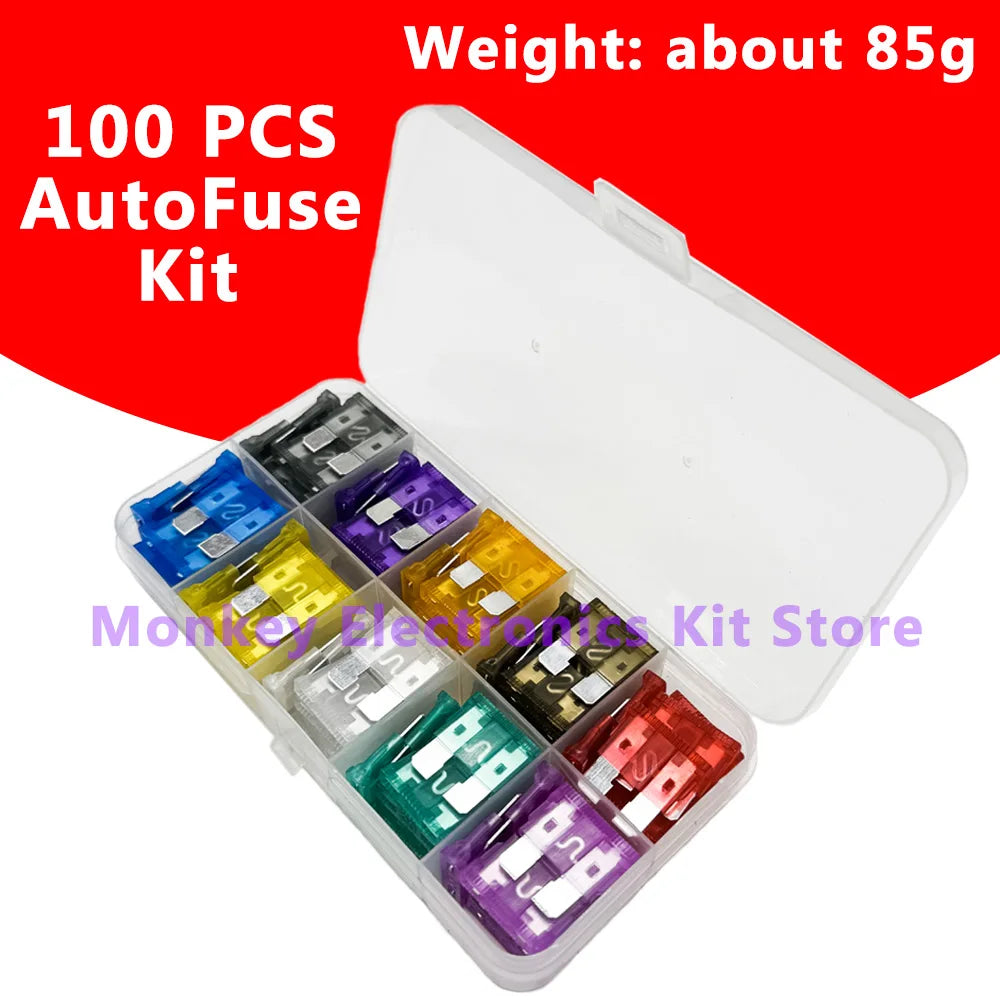 100-Piece Car Blade Fuse Kit 15A–35A with Storage Box | ATC/ATO