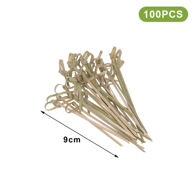 100 Bamboo Knot Skewers – Cocktail Picks & Fruit Forks