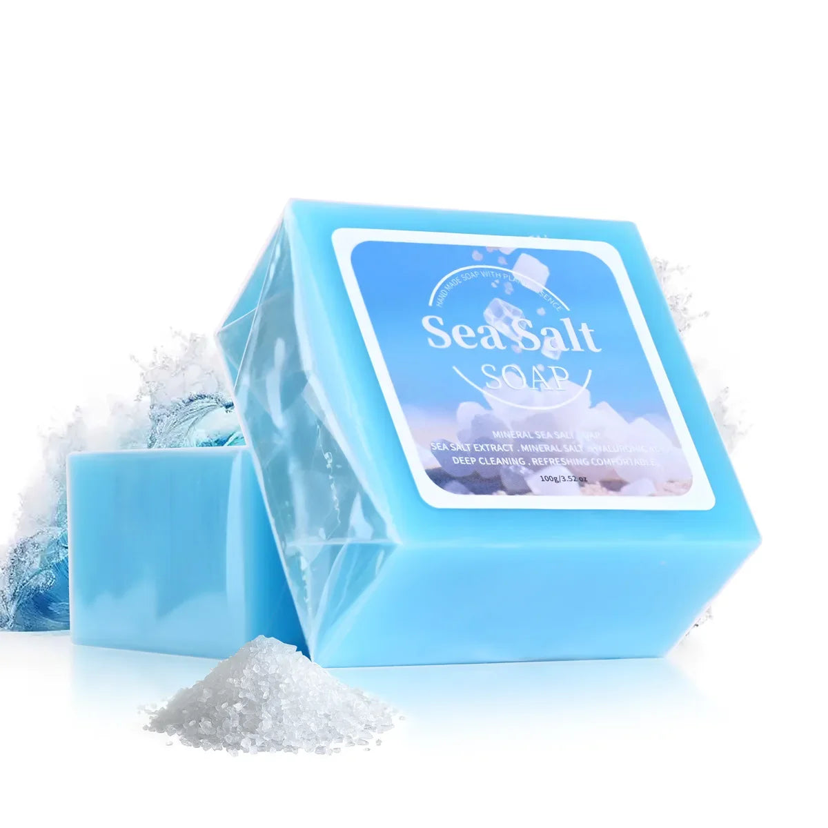 Sea Salt & Hyaluronic Acid Handmade Soap – 100g Travel Bar