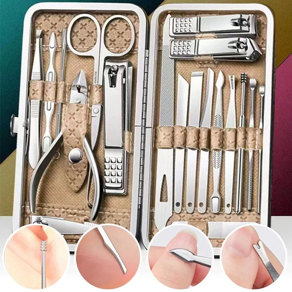 19-Piece Manicure Pedicure Set – Stainless Steel Nail Kit