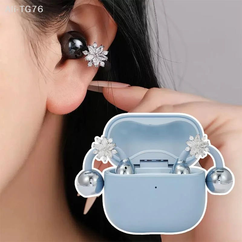 Snowflake CZ Earbud Charms – Clip-On Headphone Accessories