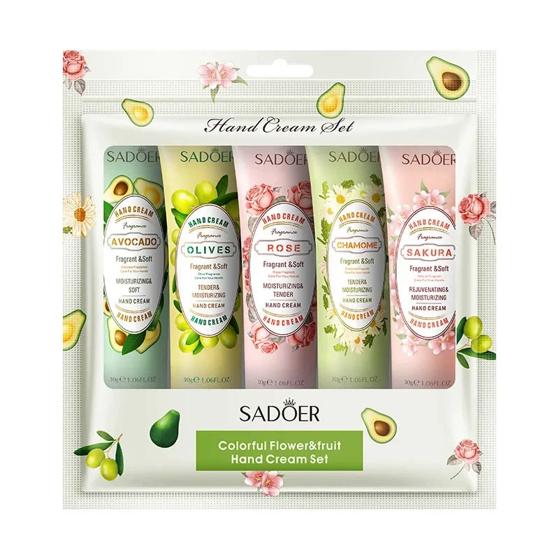 SADOER 5-Piece Fruit Plant Hand Cream Set – Moisturizing Gift