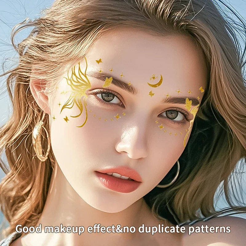 Butterfly Gold Glitter Temporary Tattoo Stickers | Face & Body