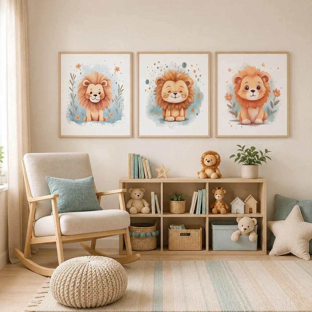 Nordic Lion Canvas Wall Art for Nursery & Kids Room | TAAWAA