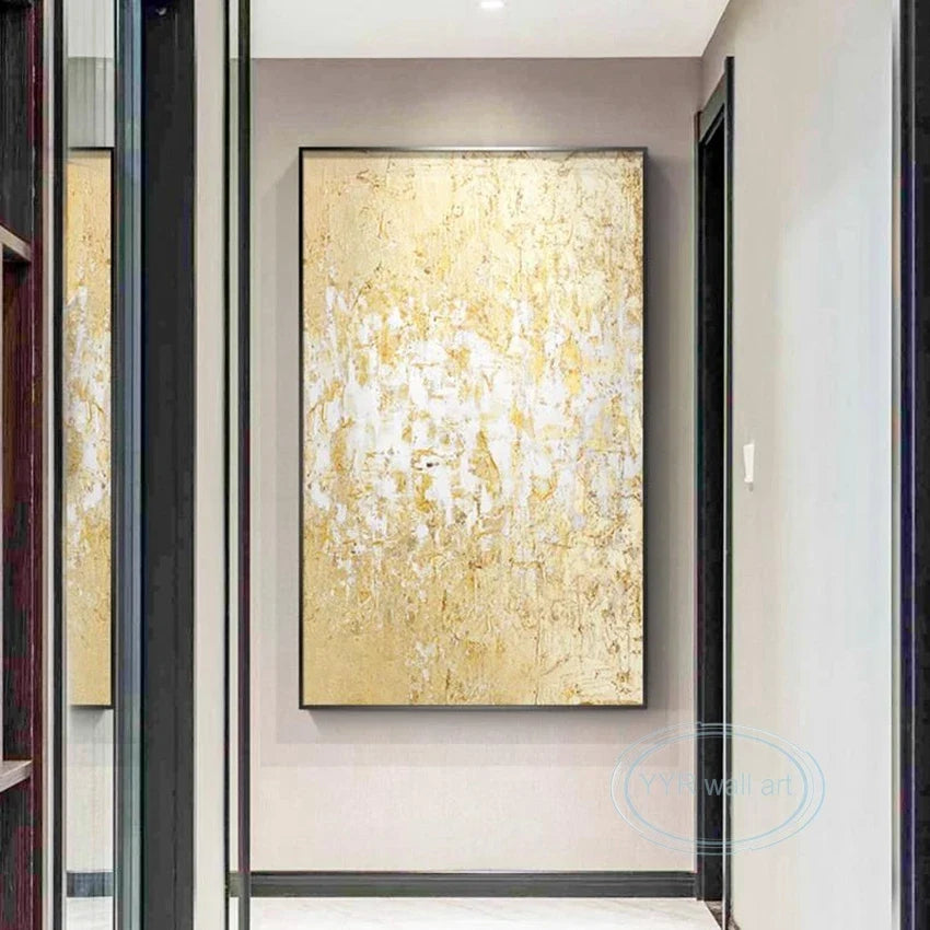 Handmade Gold Foil Abstract Oil Painting | Modern Nordic Wall Art