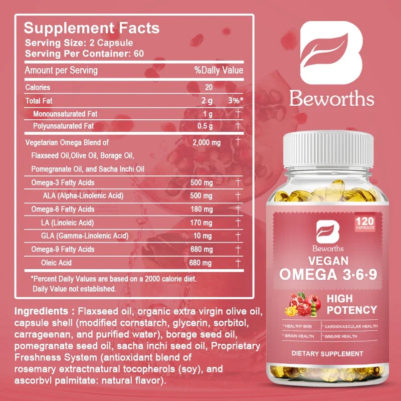 BEWORTHS Omega 3 6 9 Capsules – Brain, Heart & Immune Health