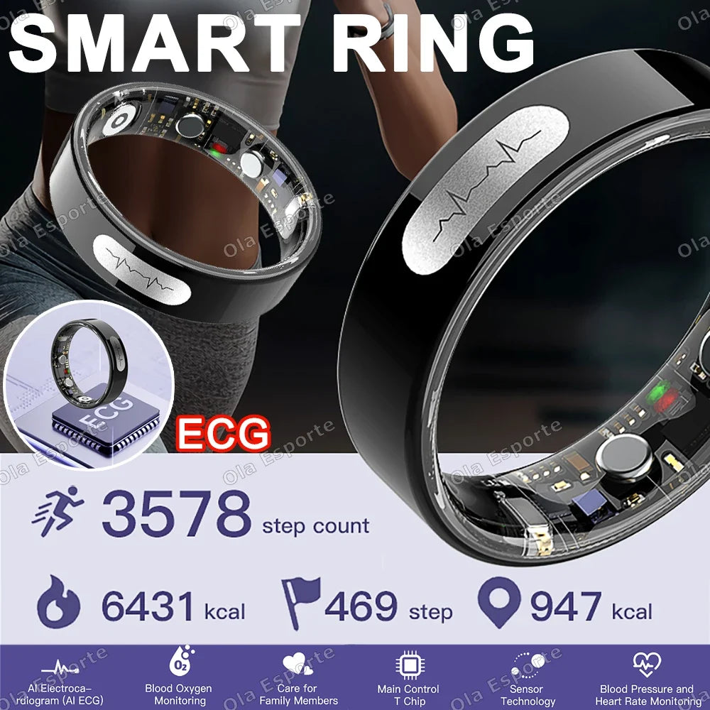 AI ECG Smart Ring – Heart Rate, Blood Pressure & Sleep Monitor