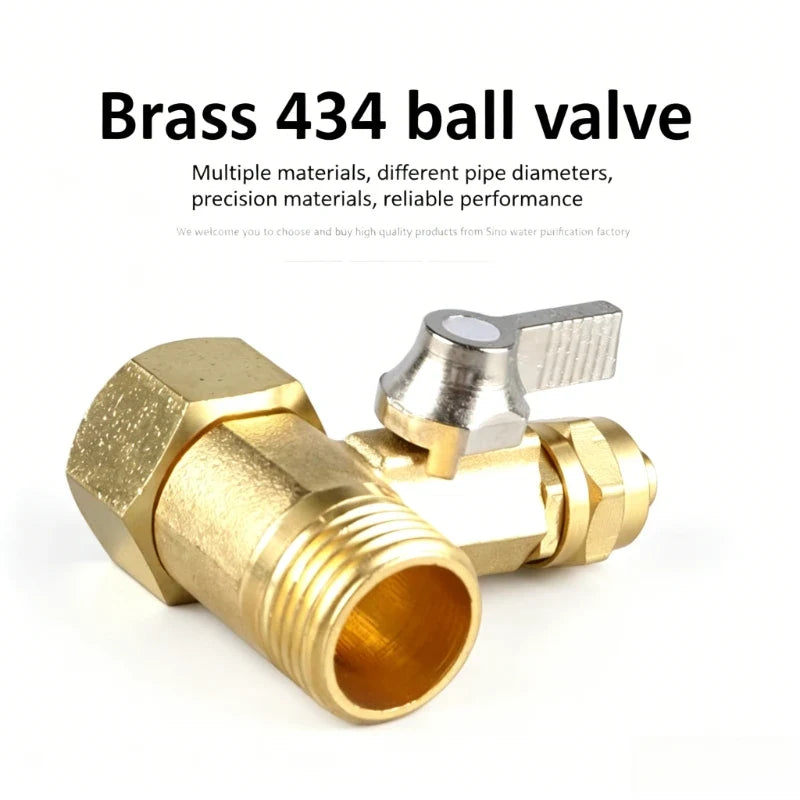 Brass Ball Valve 1/2" to 3/8" Faucet Connector Water Adapter