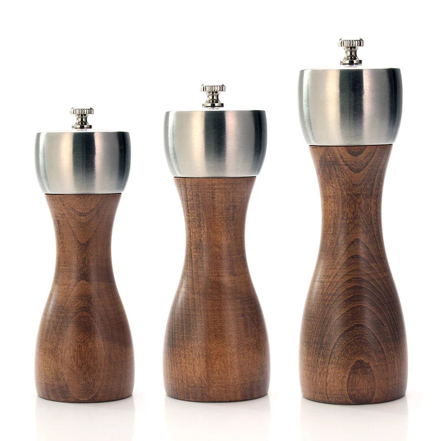 Premium Beech Pepper Mill Salt Grinder Precision Carbon Steel Rotor