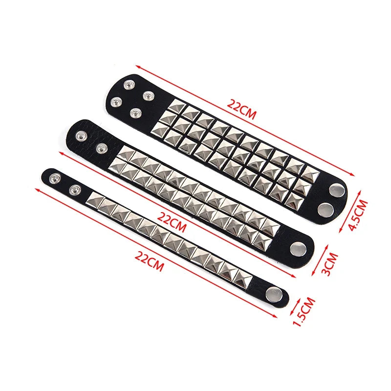 Rivet Stud Wide Cuff Punk Gothic Bracelet – Unisex PU Leather