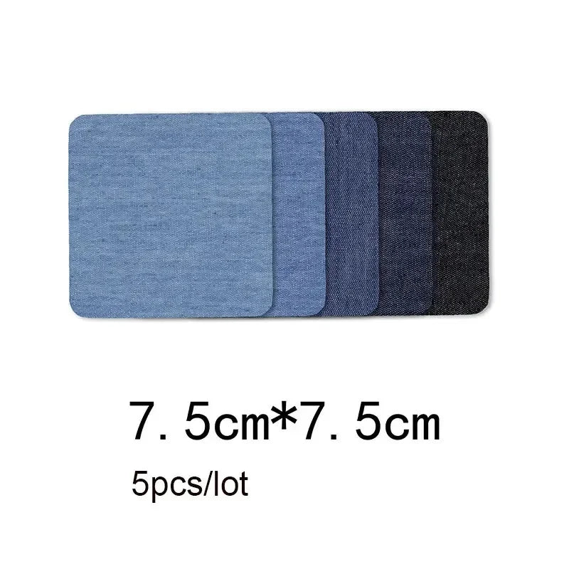 Denim Iron-On Fabric Patches for Clothes – 5pcs DIY Set