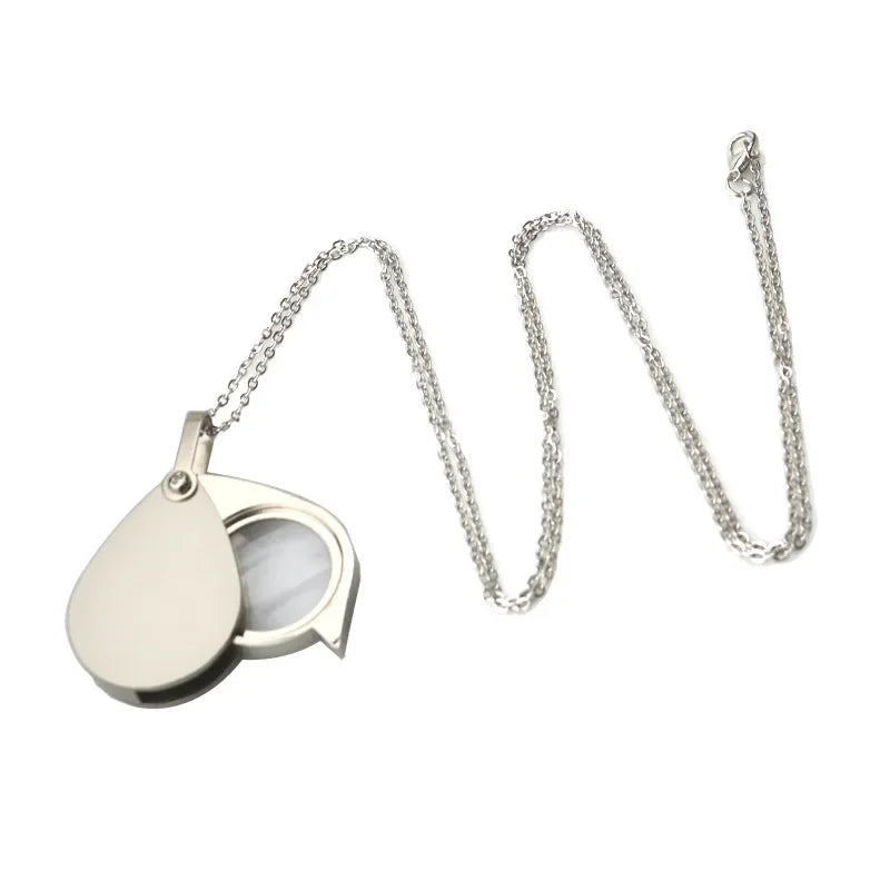10X Magnifying Glass Necklace Loupe – Portable Dust-Proof Pendant