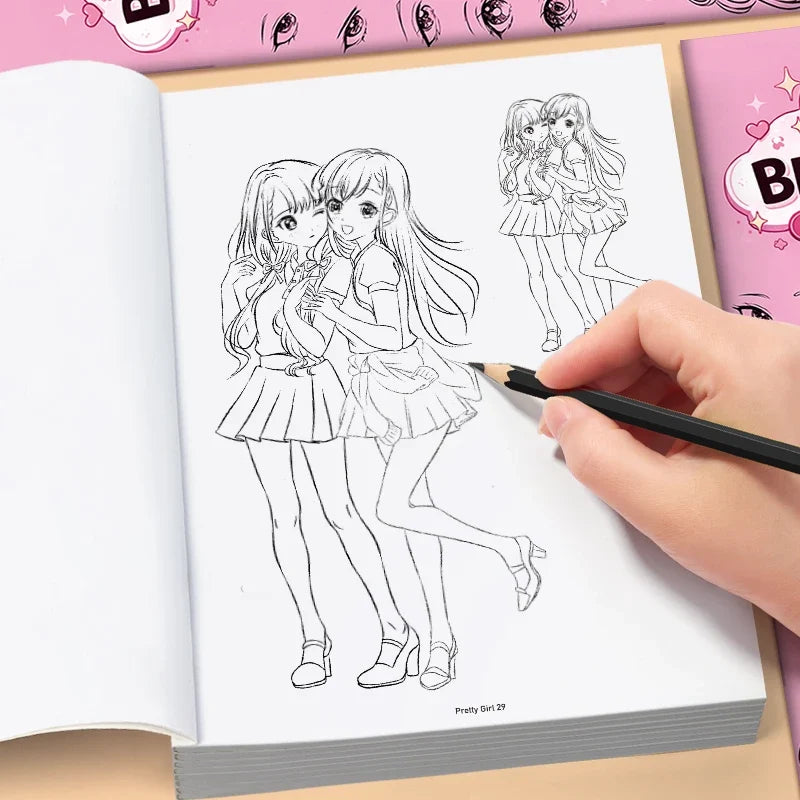 Comic Drawing Book Girls 32 Pages Cartoon Art Sketch Beginners Step