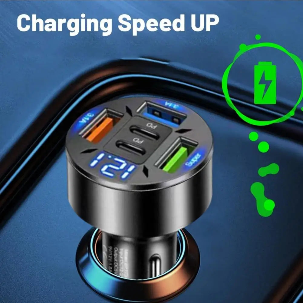 250W 5 Ports Car Charger Fast Charging 2PD QC3 0 3USB C Phone Adapter