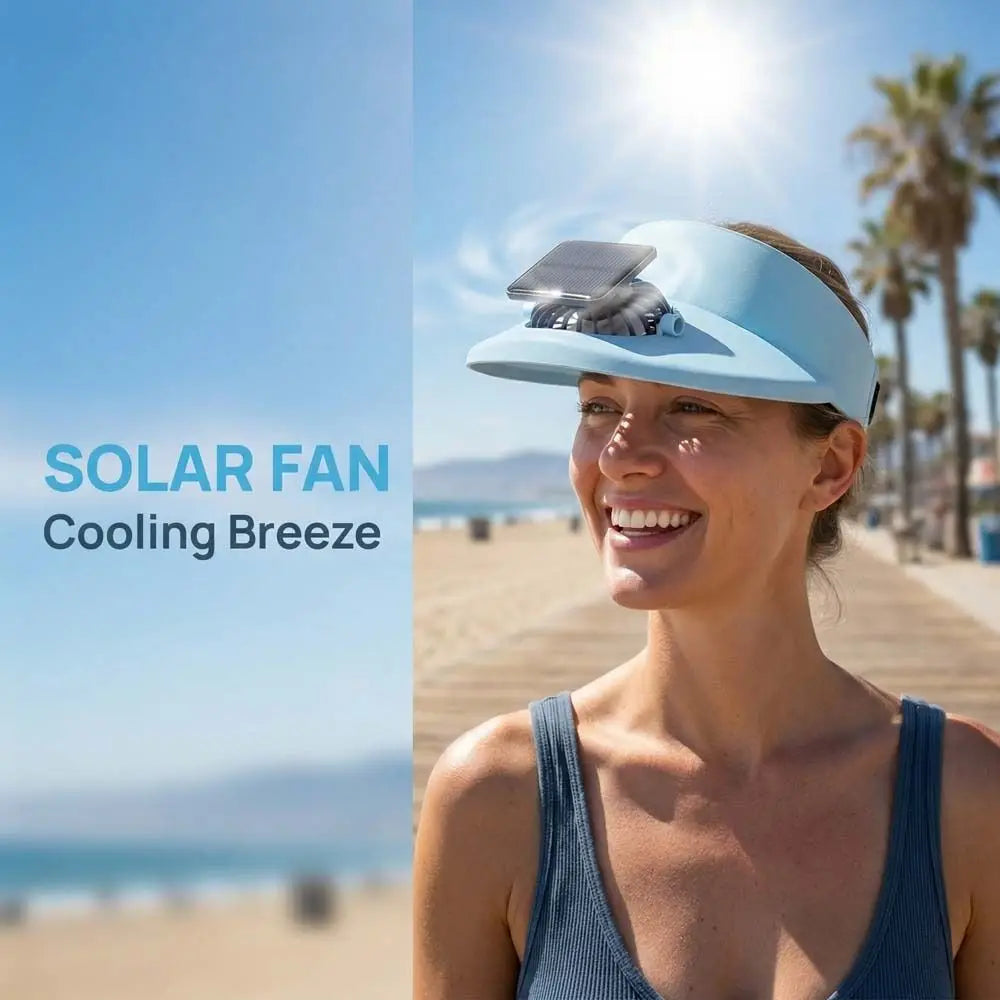Solar USB Fan Sun Hat – Wide Brim Breathable Summer Cap