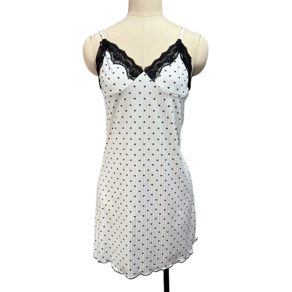 Women's Heart Print Lace Camisole Nightdress | Sleepwear S–XXL