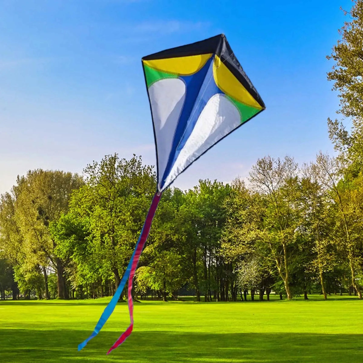 Kids Diamond Kite with Long Tail – Easy Fly Stunt Kite