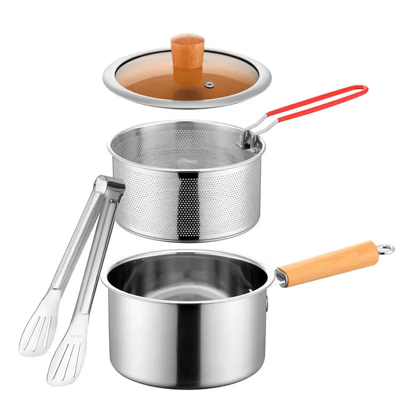 20cm Stainless Steel Deep Fryer Pot with Strainer Basket