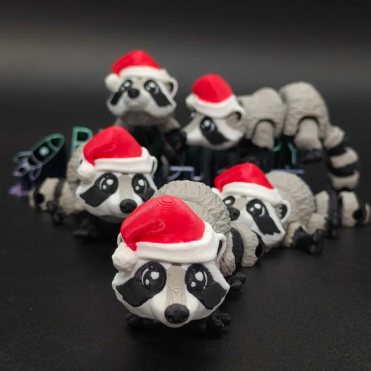 Articulating Animals Christmas Raccoon 3D Printed Articulated Joints