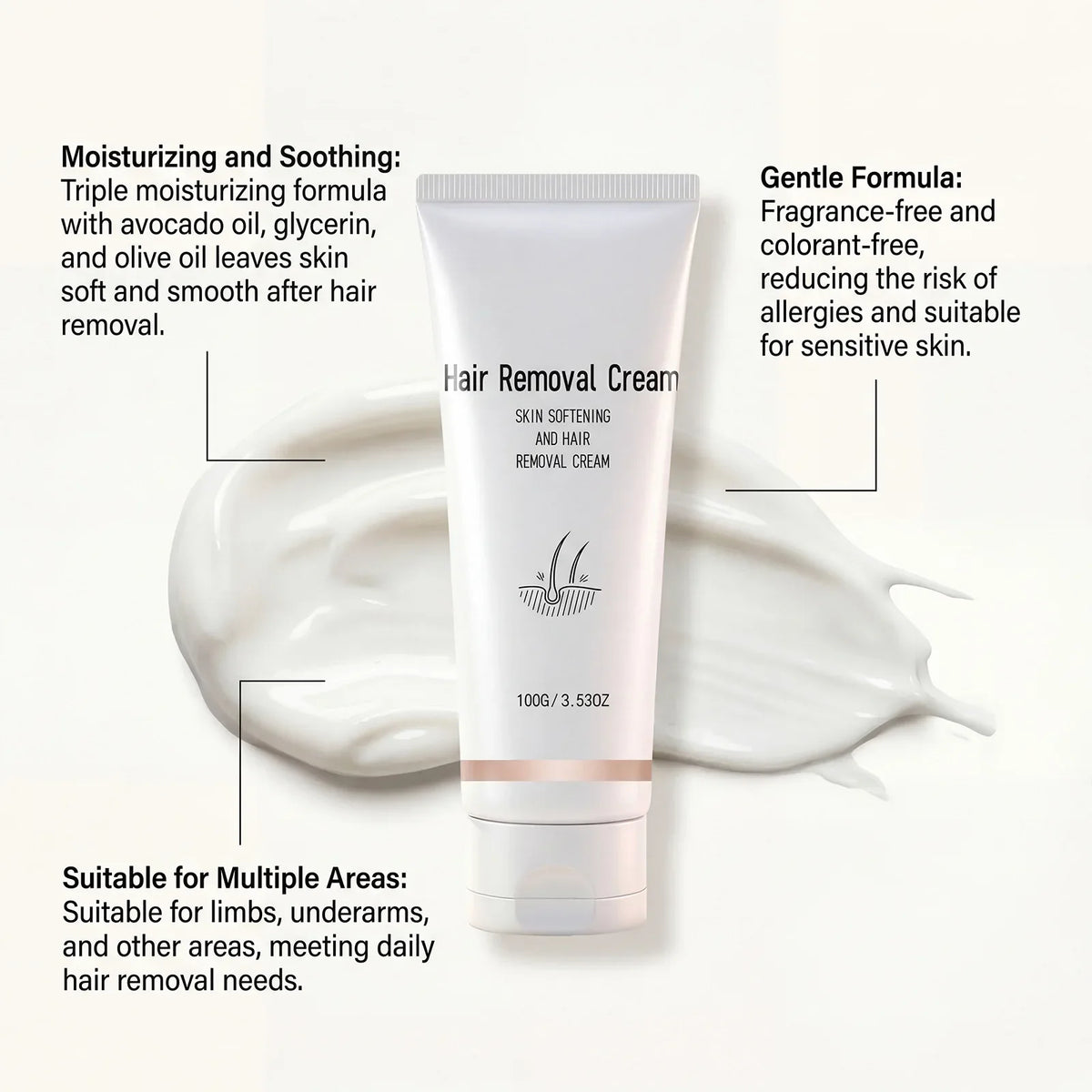 Instant Painless Hair Removal Cream – Smooth Skin 100g