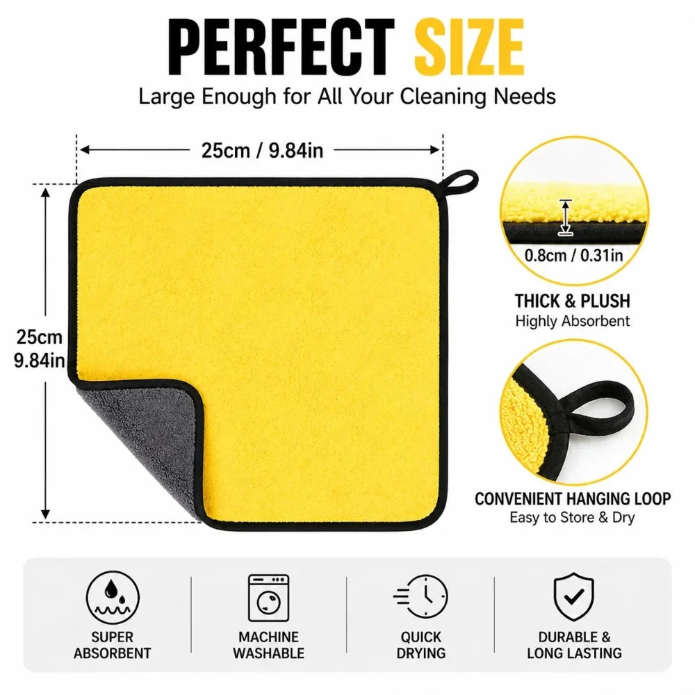 Microfiber Cleaning Towels Double Layer Quick Dry – 1/3/6 Pack