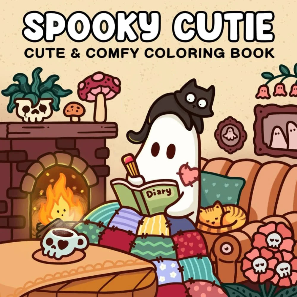Spooky Cutie Adults Teens Halloween Coloring Book Cozy Friends Creepy