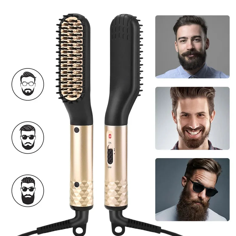 Electric Hot Comb Beard & Hair Straightener Brush | Anti-Scald