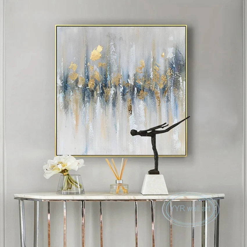 Gold Foil Abstract Hand-Painted Oil Painting | Nordic Wall Art