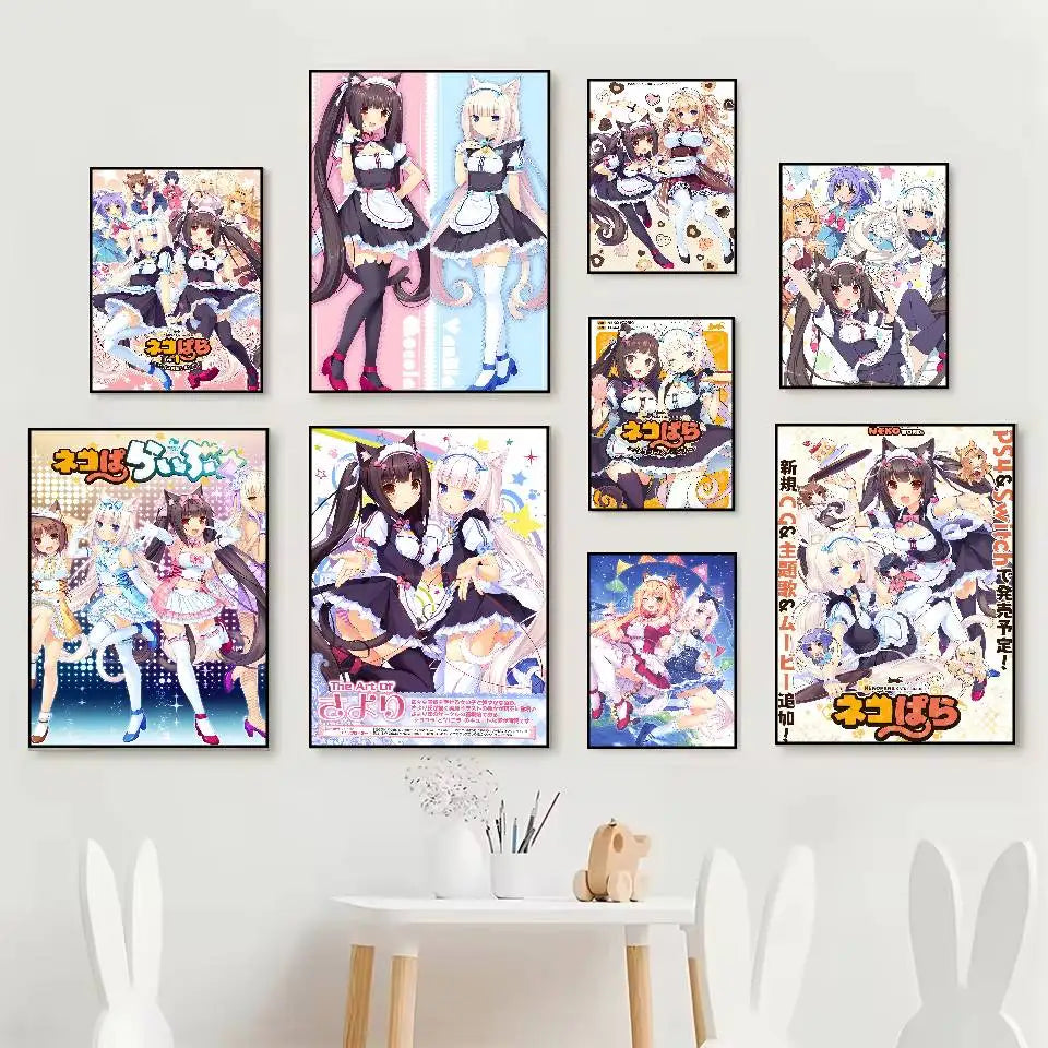 Anime Maid Girl HD Poster – Self-Adhesive Waterproof PVC Wall Art