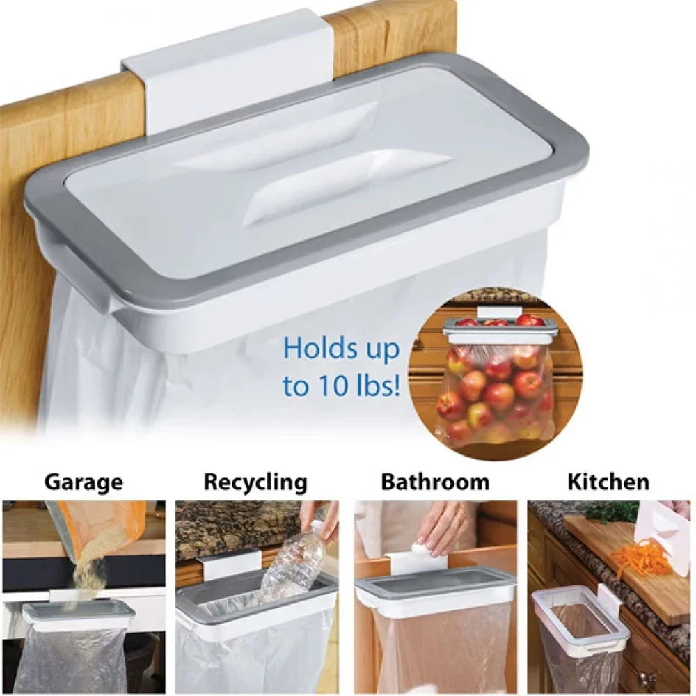 Hanging Trash Bag Holder – Cabinet Door Organizer Rack