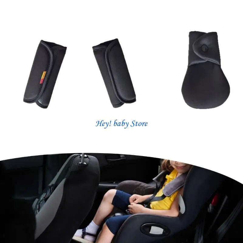 3-Piece Baby Car Seat Belt Cover Set | Padded Shoulder Comfort
