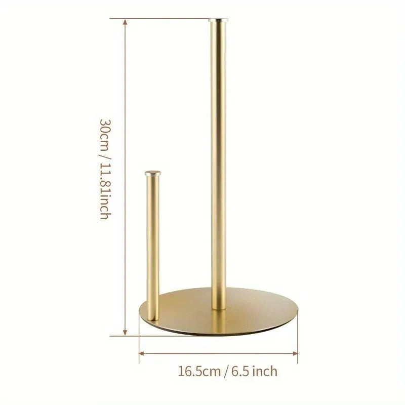 Gold Double Pole Paper Towel & Cling Film Holder Kitchen Rack