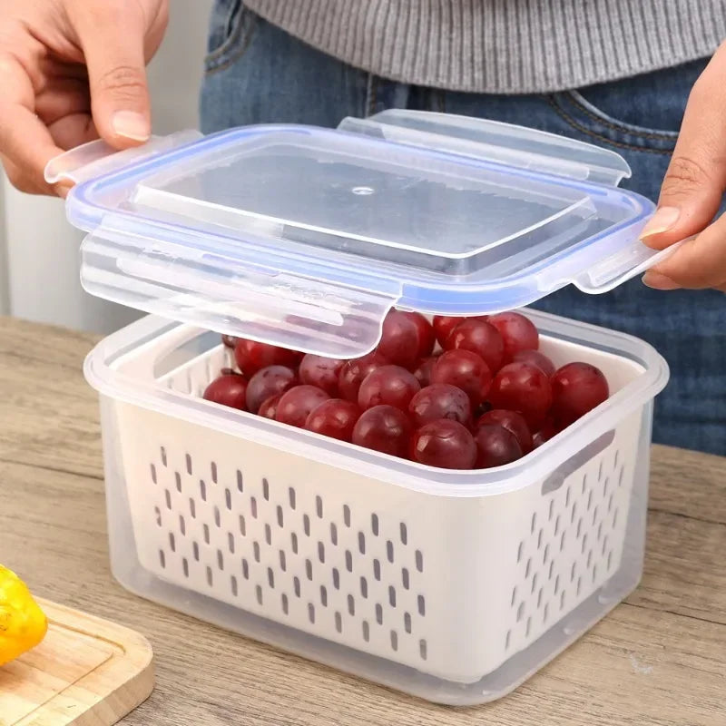 Food Storage Boxes Double-layer Refrigerator Fresh Sealed Box