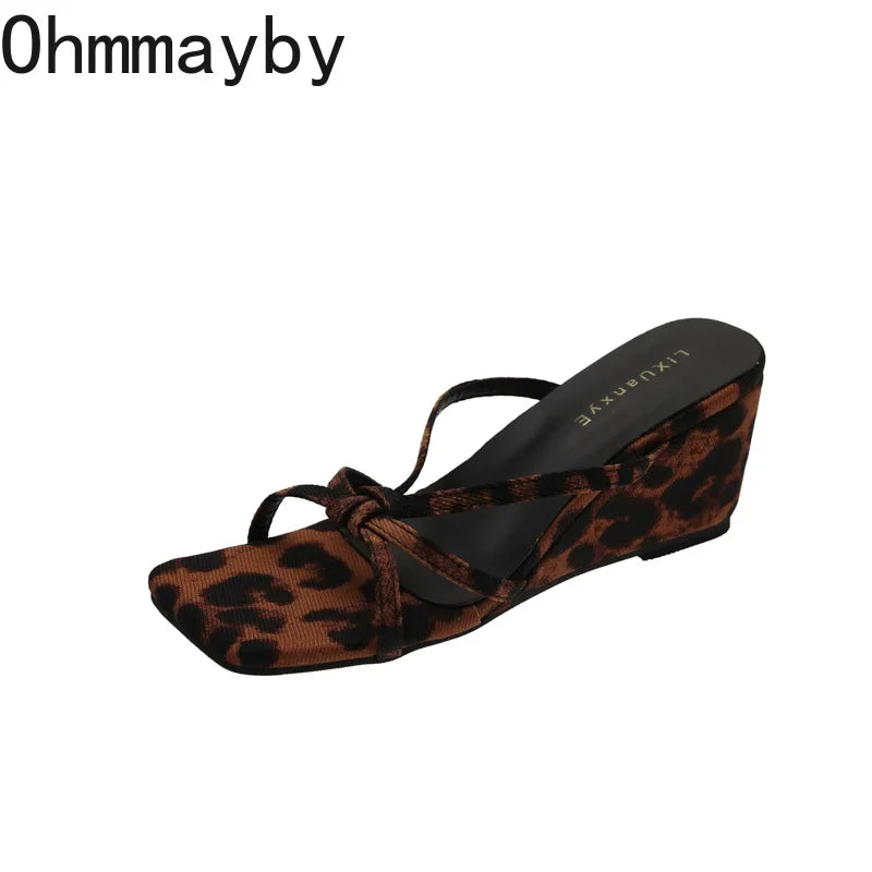 Women's Wedge Heel Slide Sandals – Elegant Narrow Band Dress Slippers