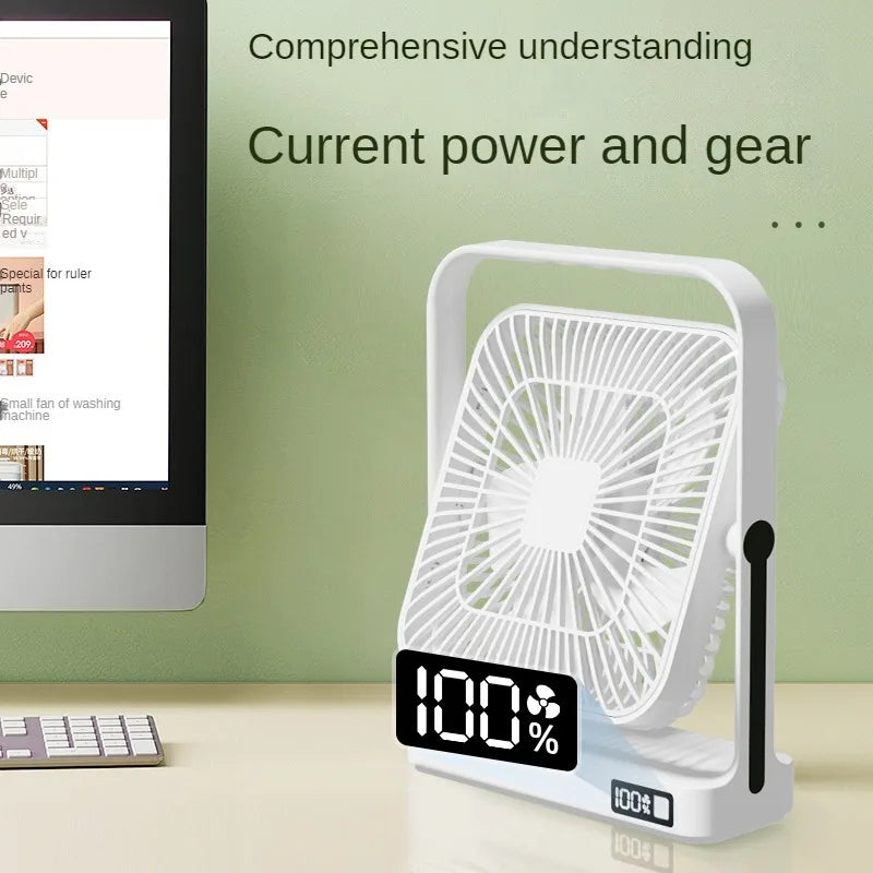 M09 Rechargeable Desktop Wall Fan – 3600mAh USB Battery