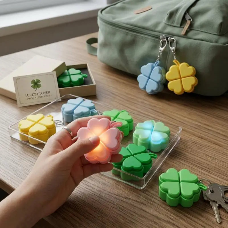Four-Leaf Clover LED Keychain | Fidget Toy & Lucky Gift