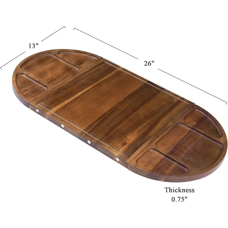 Large Semi-Circular Wood Chopping Board & Serving Tray 33×66cm