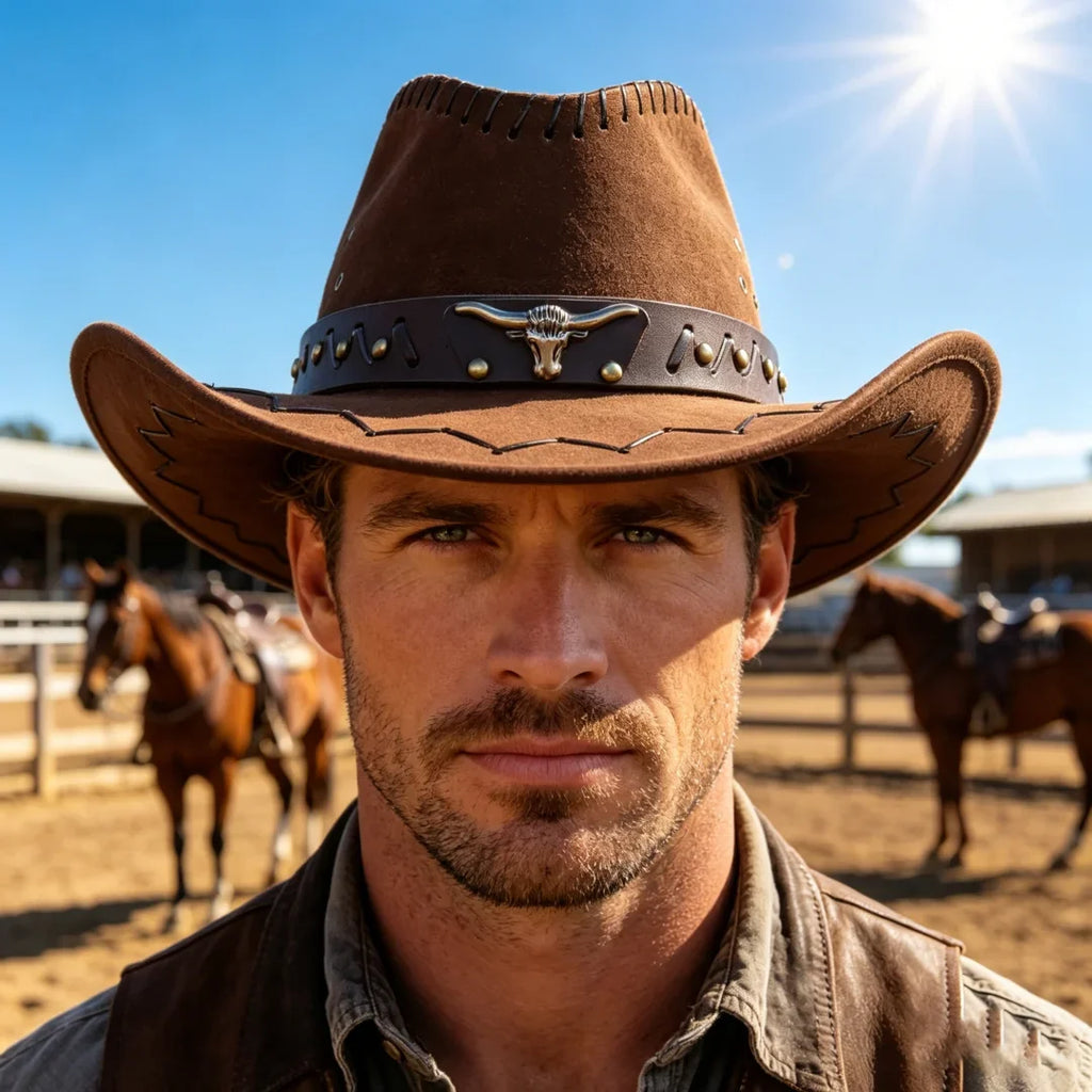 Artificial Suede Western Cowboy Hats Vintage Big-edge Gentleman