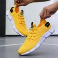 Men's Yellow Knit Running Sneakers – Lightweight & Breathable