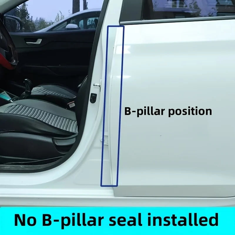2pcs Car B-Pillar Rubber Weatherstrip Door Edge Seal Strip