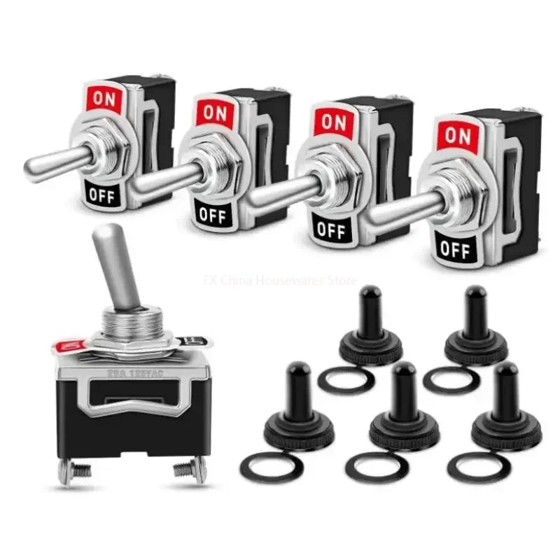 5-Pack Waterproof Rocker Toggle Switch SPST ON/OFF 16A 250V