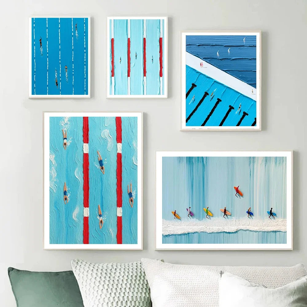 Werner Bronkhorst Blue Pool Abstract Canvas Wall Art Print