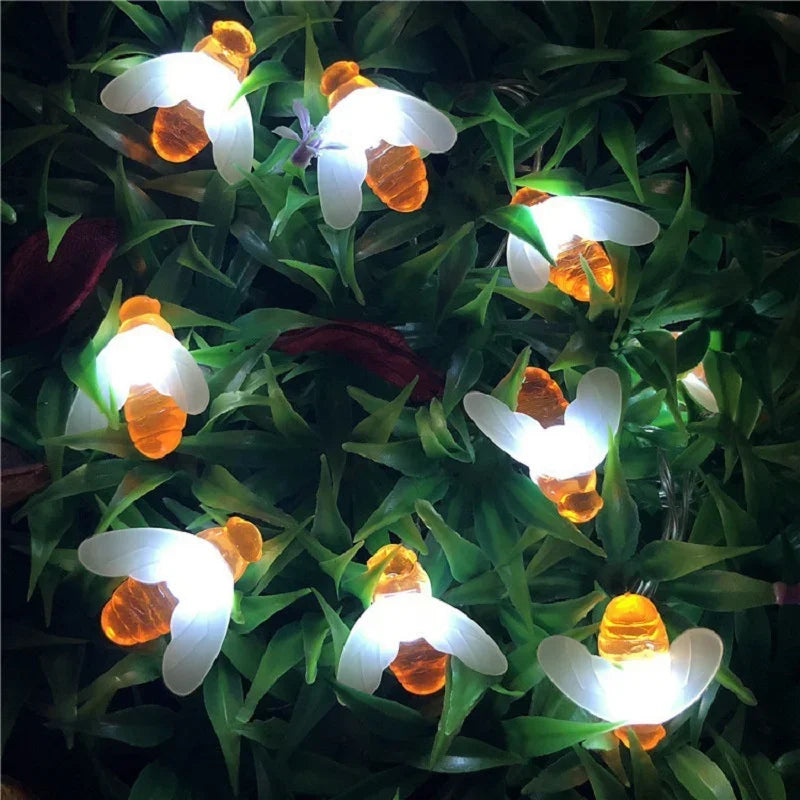 Solar Bee String Lights Outdoor Waterproof LED Garden Decor