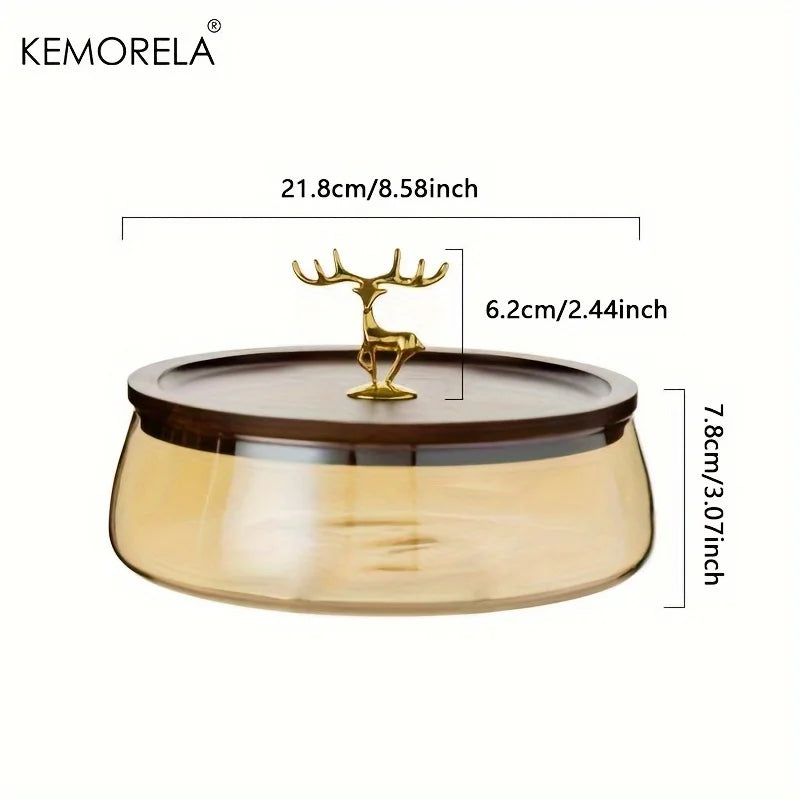 KEMORELA Glass Storage Jar with Wooden Lid | Kitchen Organizer
