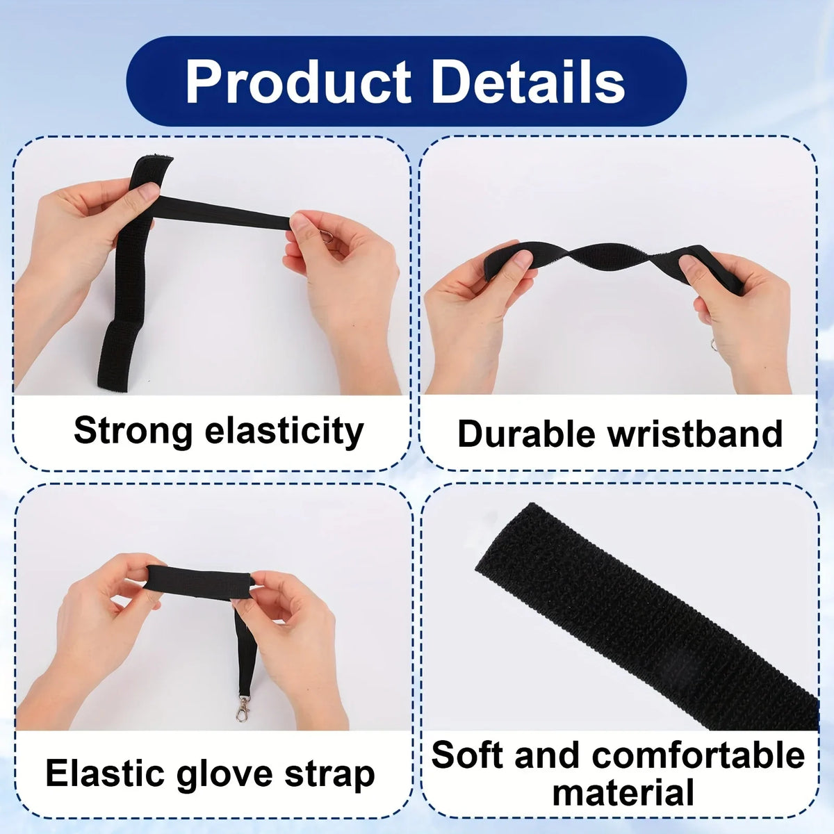 Adjustable Ski Glove Wrist Straps with Keychain – 2pcs