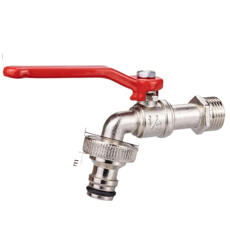 Zinc Alloy 1/2" Garden Faucet with Handle & Washing Machine Nozzle